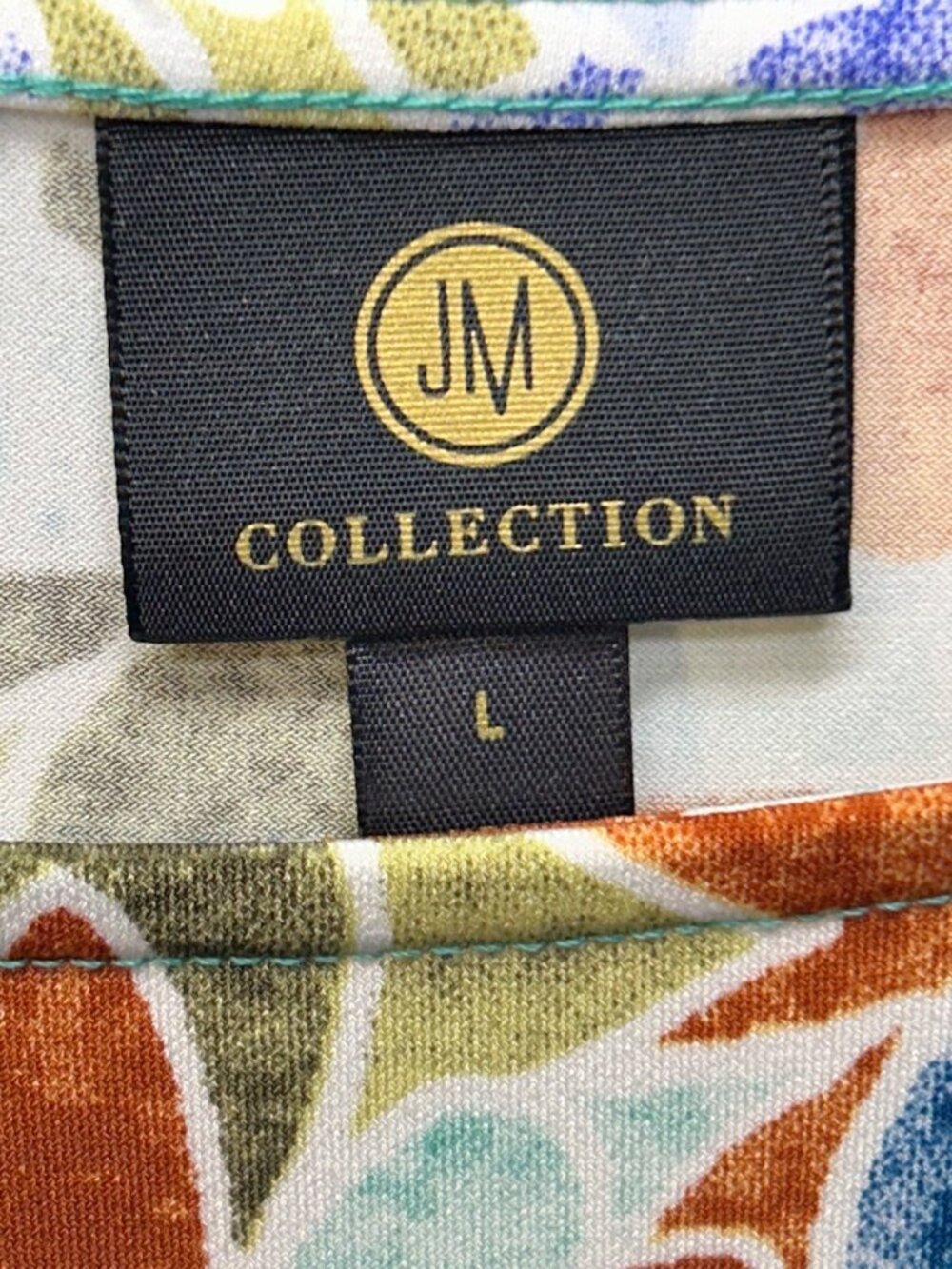 JM Collection Womens Size Large Mandala Print Top Short Sleeve Relaxed Fit - Picture 8 of 10